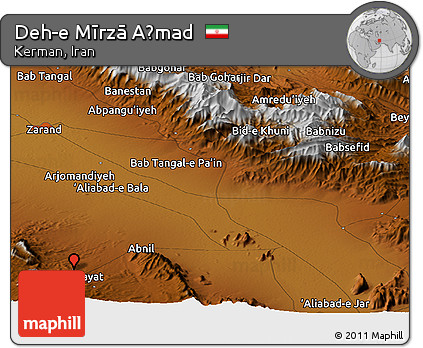 Physical Panoramic Map of Deh-e Mīrzā Aḩmad