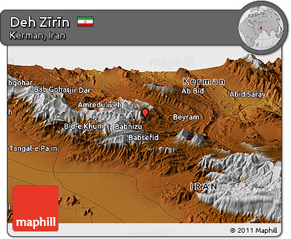 Physical Panoramic Map of Deh Zīrīn