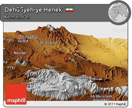 Physical Panoramic Map of Dehū'īyeh-ye Henek