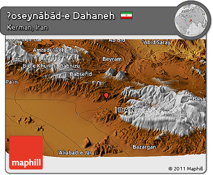 Physical Panoramic Map of Ḩoseynābād-e Dahaneh