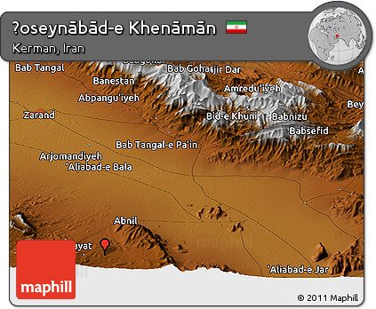 Physical Panoramic Map of Ḩoseynābād-e Khenāmān