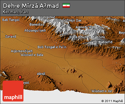 Physical Panoramic Map of Deh-e Mīrzā Aḩmad