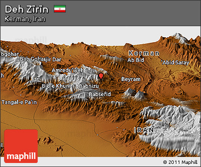 Physical Panoramic Map of Deh Zīrīn