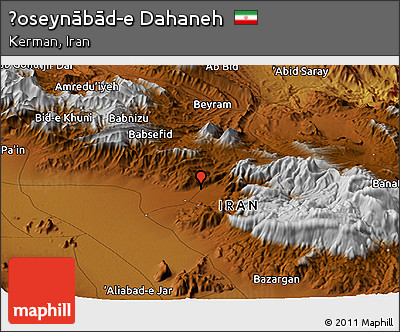 Physical Panoramic Map of Ḩoseynābād-e Dahaneh