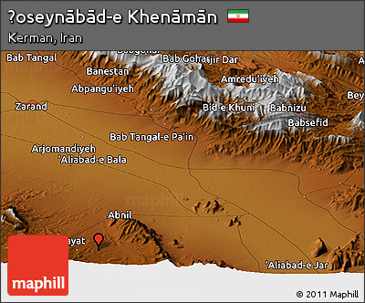 Physical Panoramic Map of Ḩoseynābād-e Khenāmān