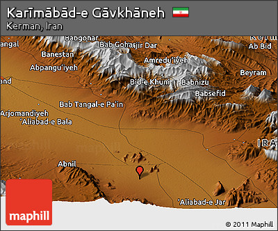Physical Panoramic Map of Karīmābād-e Gāvkhāneh
