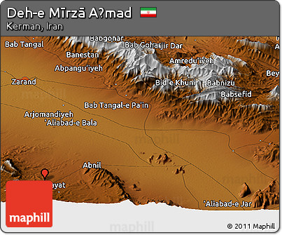 Physical Panoramic Map of Deh-e Mīrzā Aḩmad