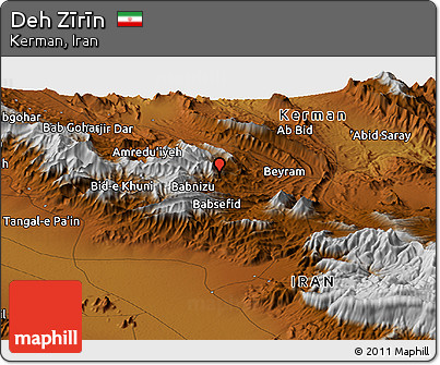 Physical Panoramic Map of Deh Zīrīn