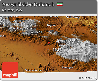 Physical Panoramic Map of Ḩoseynābād-e Dahaneh