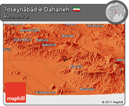 Political Panoramic Map of Ḩoseynābād-e Dahaneh