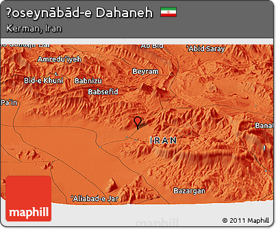 Political Panoramic Map of Ḩoseynābād-e Dahaneh