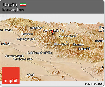 Satellite Panoramic Map of Darāb