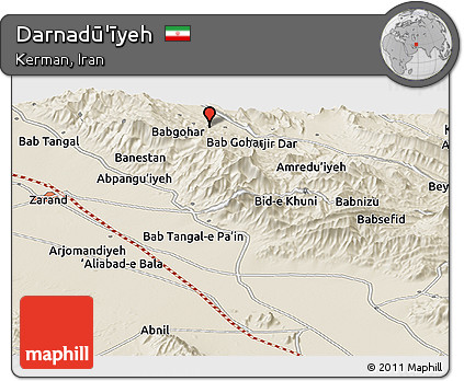 Shaded Relief Panoramic Map of Darnadū'īyeh