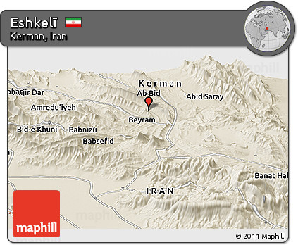Shaded Relief Panoramic Map of Eshkelī