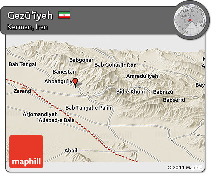 Shaded Relief Panoramic Map of Gezū'īyeh