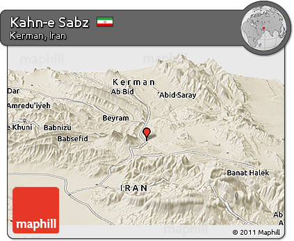 Shaded Relief Panoramic Map of Kahn-e Sabz