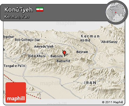 Shaded Relief Panoramic Map of Konū'īyeh