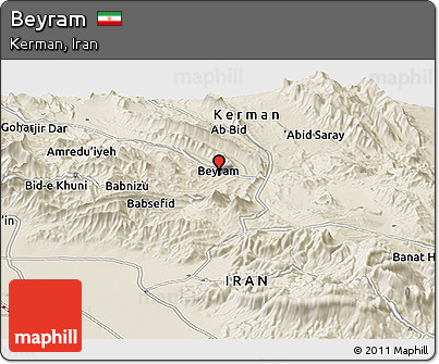 Shaded Relief Panoramic Map of Beyram