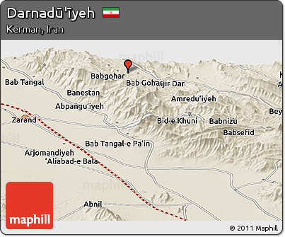 Shaded Relief Panoramic Map of Darnadū'īyeh