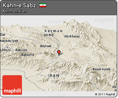 Shaded Relief Panoramic Map of Kahn-e Sabz