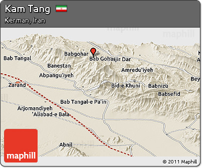 Shaded Relief Panoramic Map of Kam Tang
