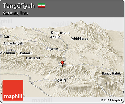 Shaded Relief Panoramic Map of Tangū'īyeh