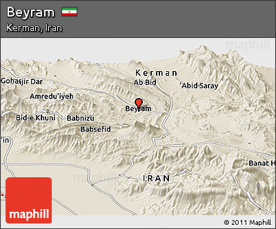 Shaded Relief Panoramic Map of Beyram