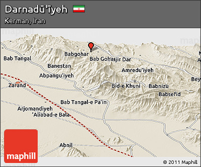 Shaded Relief Panoramic Map of Darnadū'īyeh