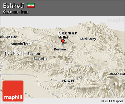 Shaded Relief Panoramic Map of Eshkelī