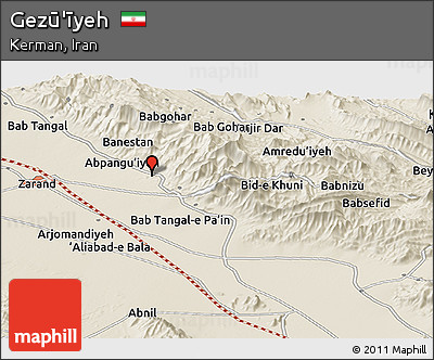 Shaded Relief Panoramic Map of Gezū'īyeh