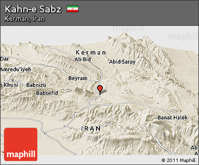 Shaded Relief Panoramic Map of Kahn-e Sabz