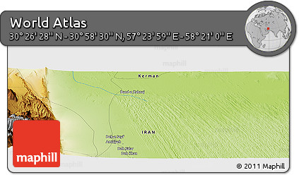 Physical Panoramic Map of the Area around 30° 42' 29" N, 57° 52' 30" E