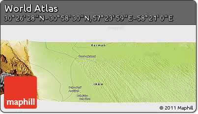 Physical Panoramic Map of the Area around 30° 42' 29" N, 57° 52' 30" E