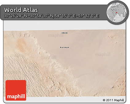 Satellite 3D Map of the Area around 30° 42' 29" N, 58° 43' 30" E