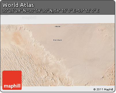 Satellite 3D Map of the Area around 30° 42' 29" N, 58° 43' 30" E