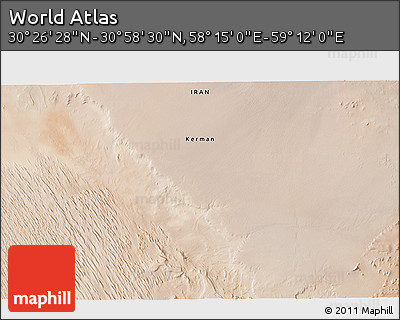 Satellite 3D Map of the Area around 30° 42' 29" N, 58° 43' 30" E