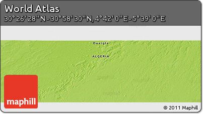 Physical Panoramic Map of the Area around 30° 42' 29" N, 5° 10' 30" E