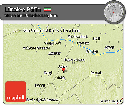 Physical 3D Map of Lūtak-e Pā'īn
