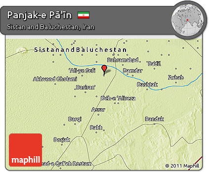 Physical 3D Map of Panjak-e Pā'īn