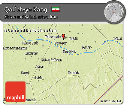 Physical 3D Map of Qal`eh-ye Kang
