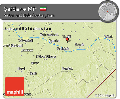Physical 3D Map of Şafdar-e Mīr