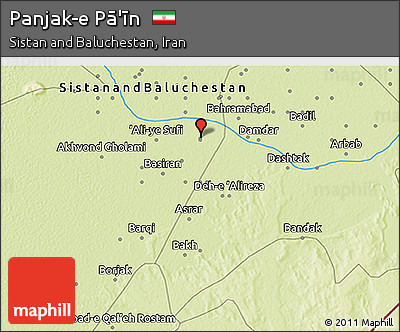 Physical 3D Map of Panjak-e Pā'īn