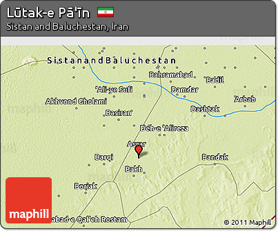 Physical 3D Map of Lūtak-e Pā'īn