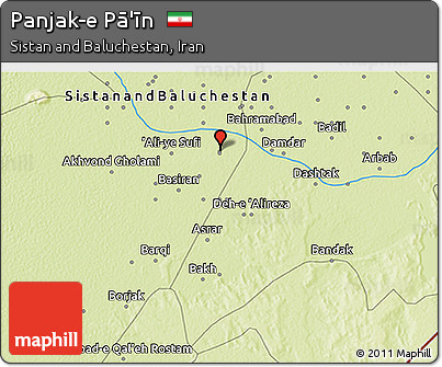 Physical 3D Map of Panjak-e Pā'īn