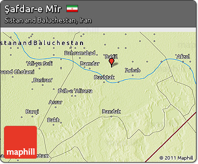 Physical 3D Map of Şafdar-e Mīr