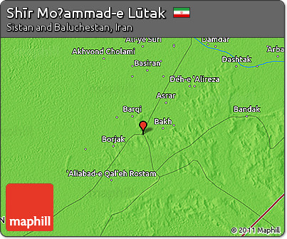 Political 3D Map of Shīr Moḩammad-e Lūtak