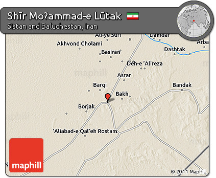 Shaded Relief 3D Map of Shīr Moḩammad-e Lūtak
