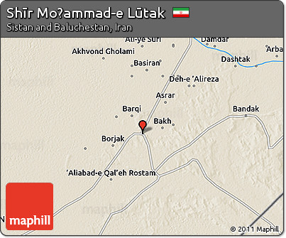 Shaded Relief 3D Map of Shīr Moḩammad-e Lūtak