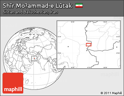 Blank Location Map of Shīr Moḩammad-e Lūtak