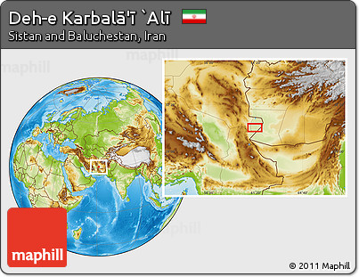 Physical Location Map of Deh-e Karbalā'ī `Alī